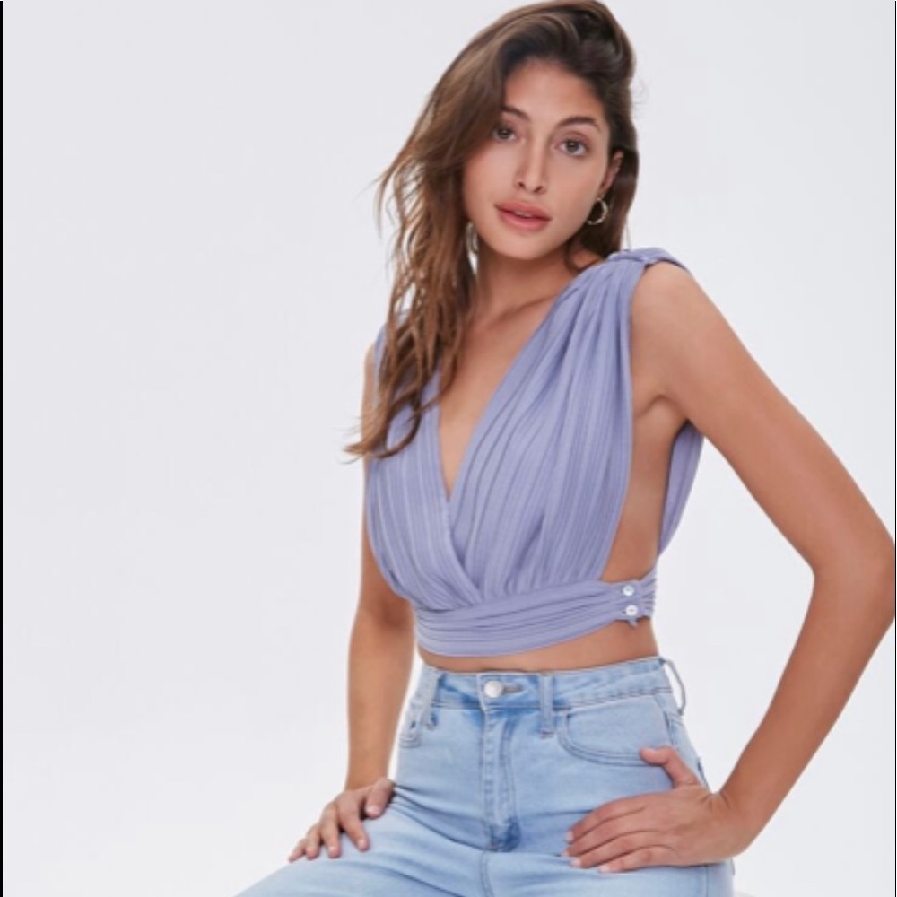 Pleated Surplice Crop Top